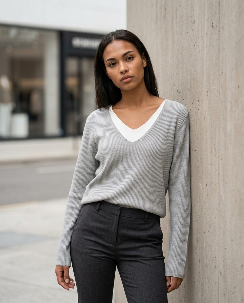 Zumieze - Mirel | Ribbed V-Neck Sweater Women