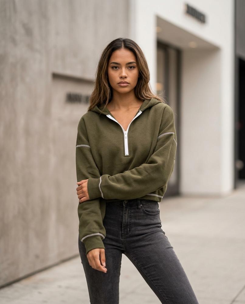 Zumieze - Zeven | Half-Zip Cropped Hoodie Women