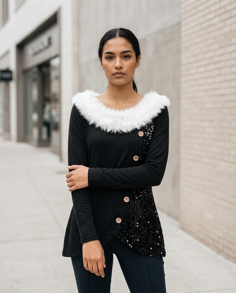 Zumieze - Kamin | Asymmetrical Sequin-Embellished Tunic Women
