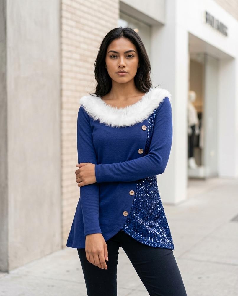 Zumieze - Kamin | Asymmetrical Sequin-Embellished Tunic Women