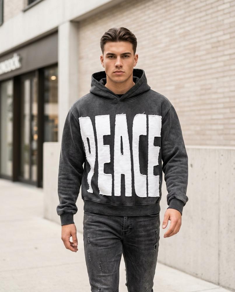 Zumieze - Kamon | Washed Appliqué Hoodie Men
