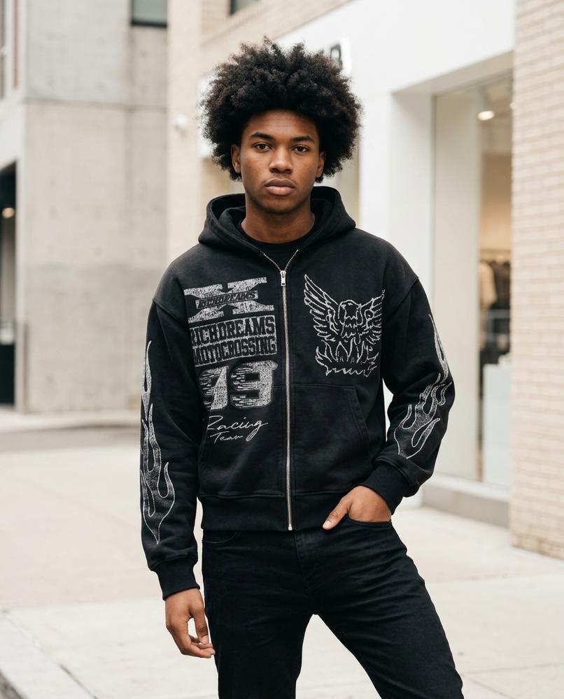 Zumieze - Vilev | Zip-Up Printed Hoodie Men