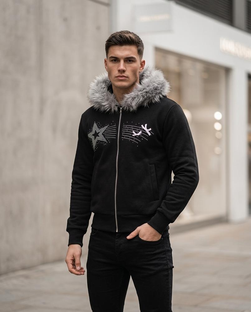 Zumieze - Yosin | Zip-Up Fur-Trimmed Jacket Unisex