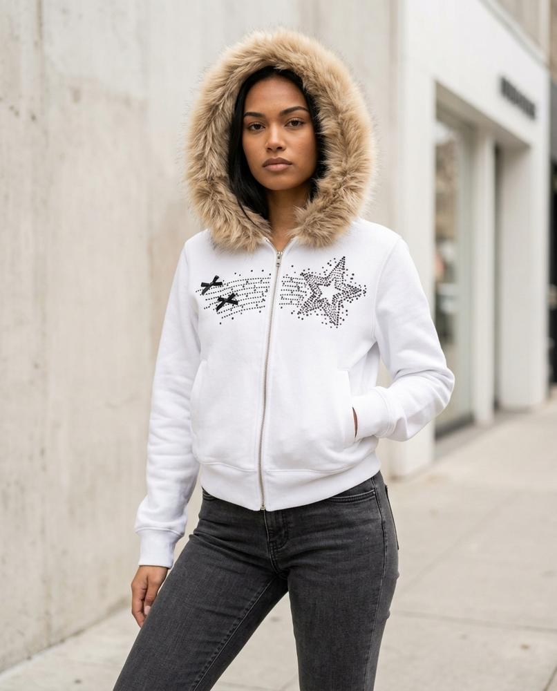 Zumieze - Yosin | Zip-Up Fur-Trimmed Jacket Unisex