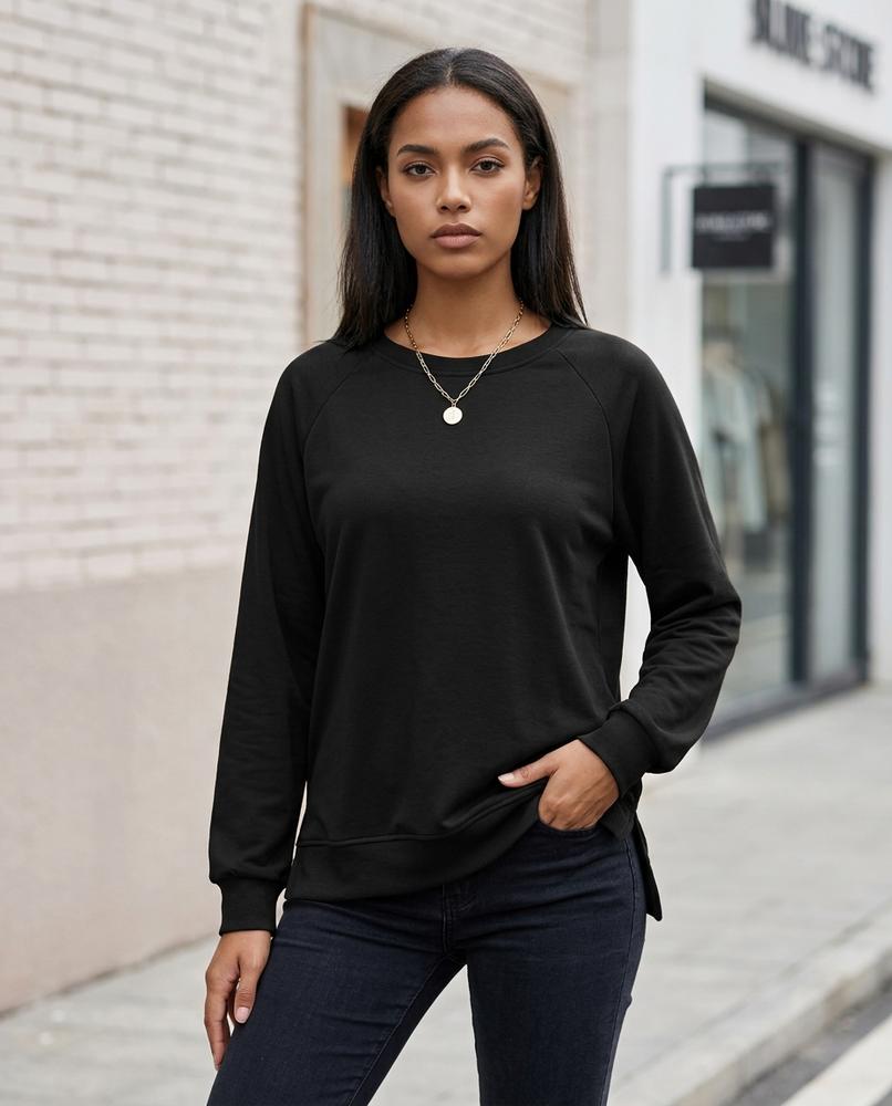 Zumieze - Coran | Raglan Sleeve Side-Slit Sweatshirt Women