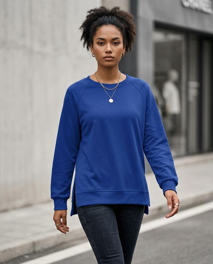 Zumieze - Coran | Raglan Sleeve Side-Slit Sweatshirt Women