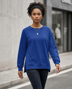 Zumieze - Coran | Raglan Sleeve Side-Slit Sweatshirt Women