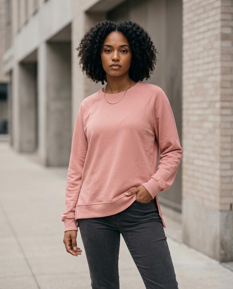 Zumieze - Coran | Raglan Sleeve Side-Slit Sweatshirt Women