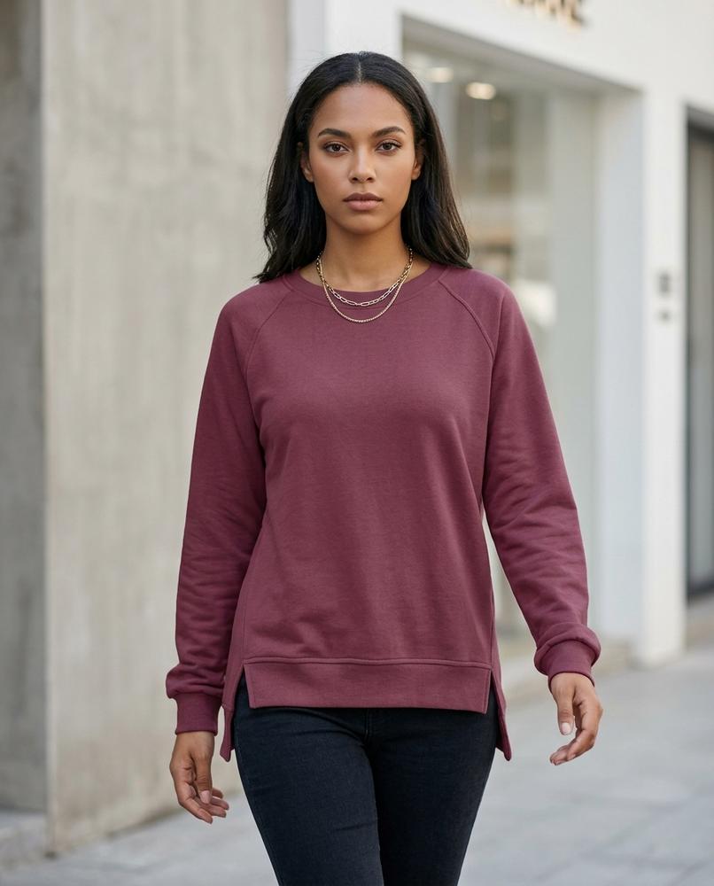 Zumieze - Coran | Raglan Sleeve Side-Slit Sweatshirt Women
