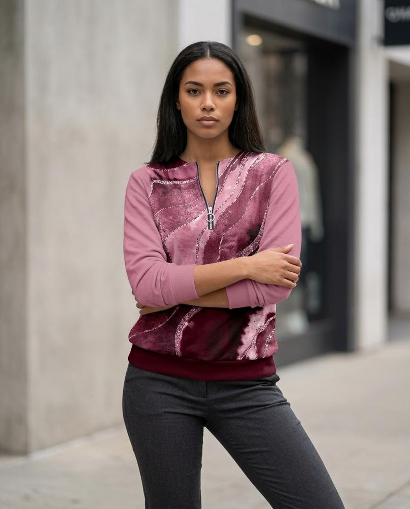 Zumieze - Serel | Quarter-Zip Patterned Sweatshirt Women