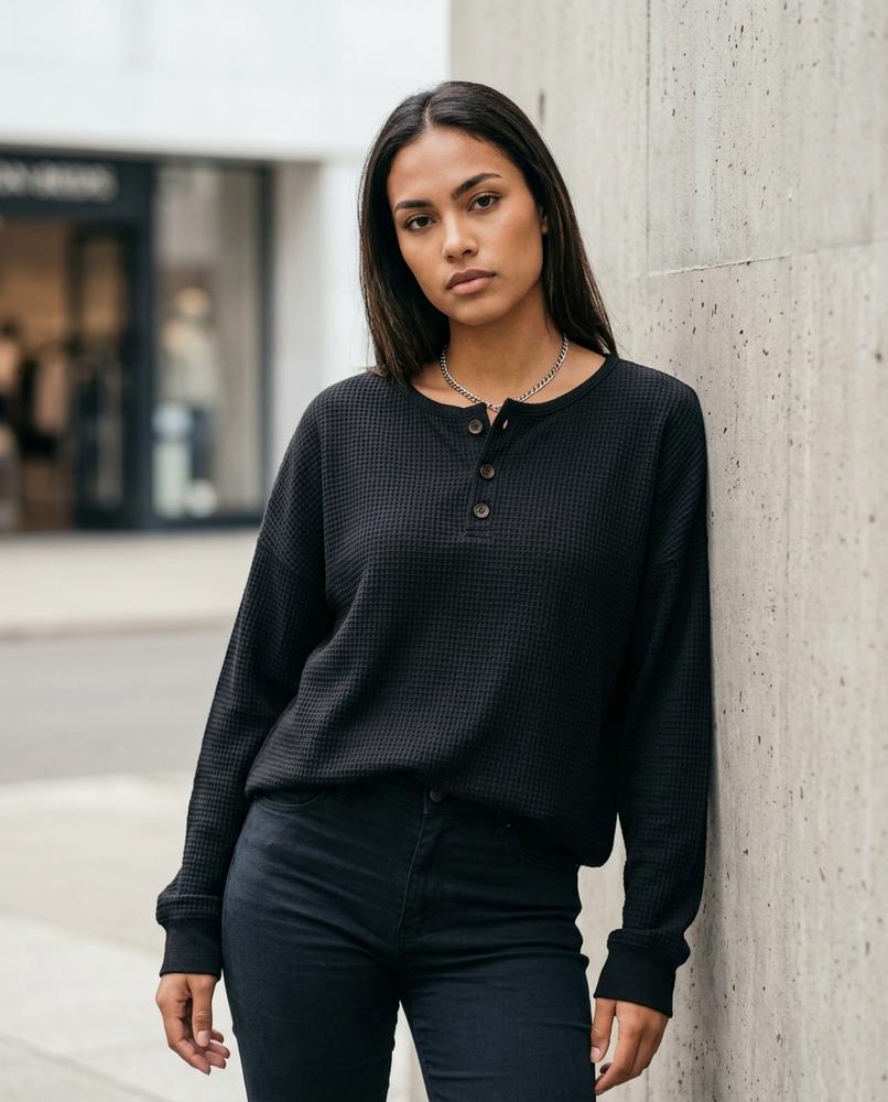 Zumieze - Zanav | Waffle-Knit Button-Placket Shirt Women