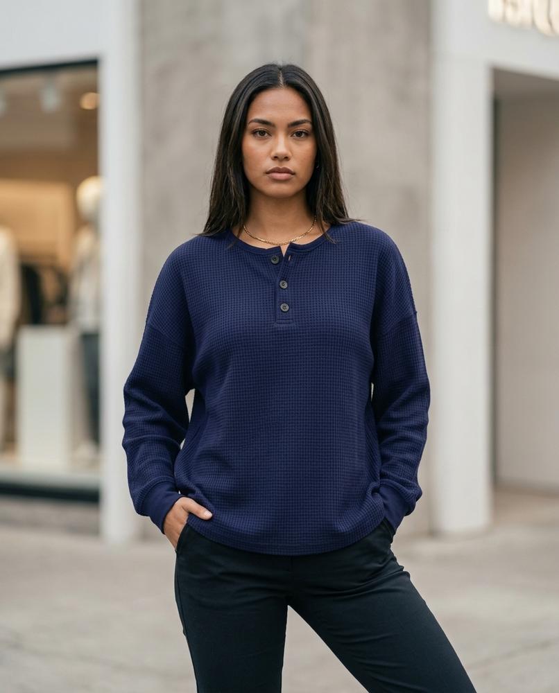 Zumieze - Zanav | Waffle-Knit Button-Placket Shirt Women