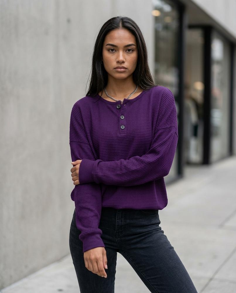 Zumieze - Zanav | Waffle-Knit Button-Placket Shirt Women