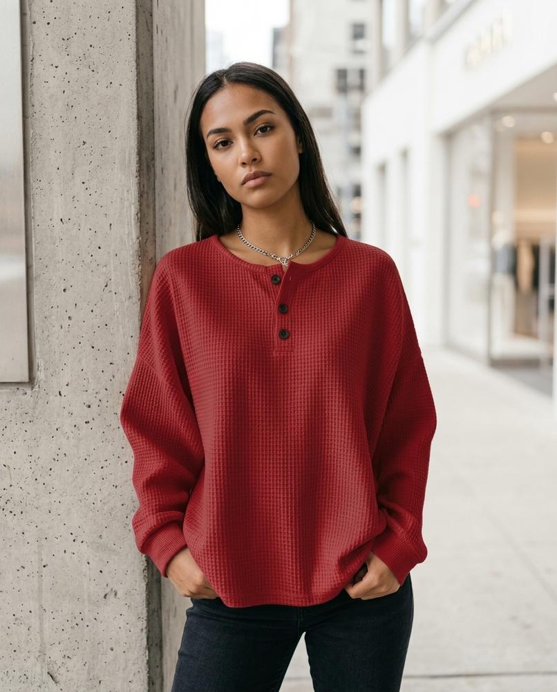 Zumieze - Zanav | Waffle-Knit Button-Placket Shirt Women