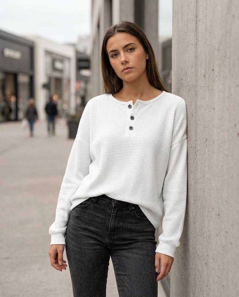 Zumieze - Zanav | Waffle-Knit Button-Placket Shirt Women