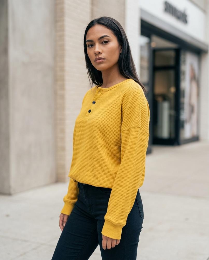 Zumieze - Zanav | Waffle-Knit Button-Placket Shirt Women