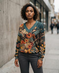 Zumieze - Lyrev | Floral Print V-Neck Sweater Women