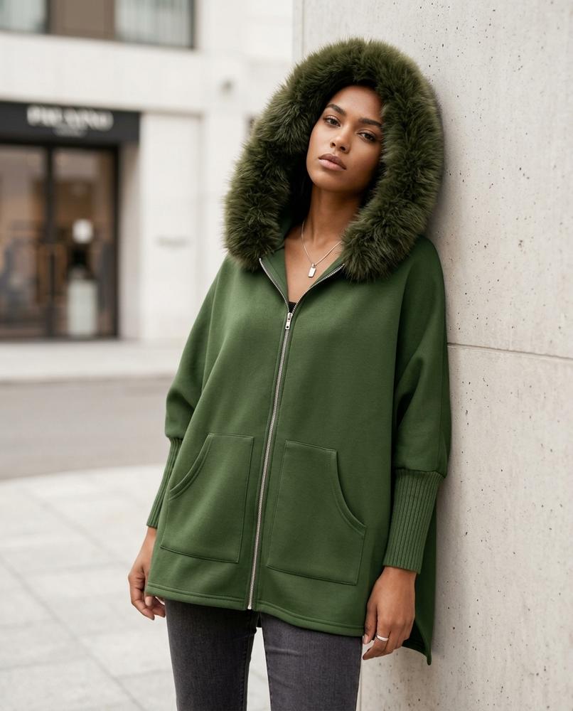 Zumieze - Lytor | Zip-Up Fur-Trimmed Knit Cardigan Women