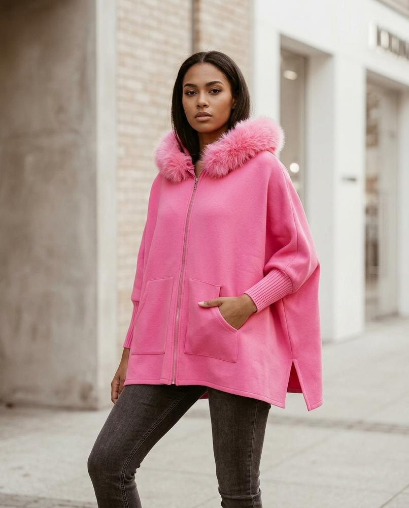 Zumieze - Lytor | Zip-Up Fur-Trimmed Knit Cardigan Women