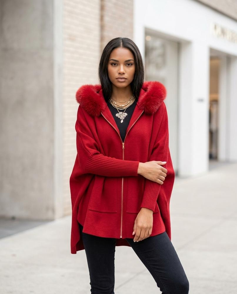 Zumieze - Lytor | Zip-Up Fur-Trimmed Knit Cardigan Women