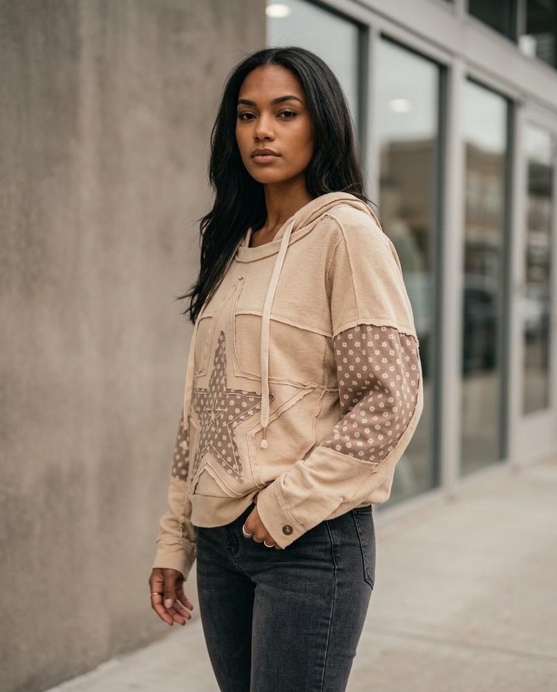 Zumieze - Velev | Patchwork Raw-Seam Hoodie Women