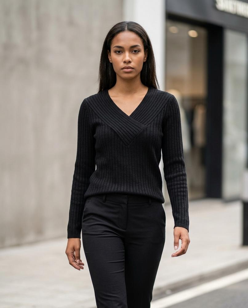 Zumieze - Davin | Rib-Knit Surplice Sweater Women