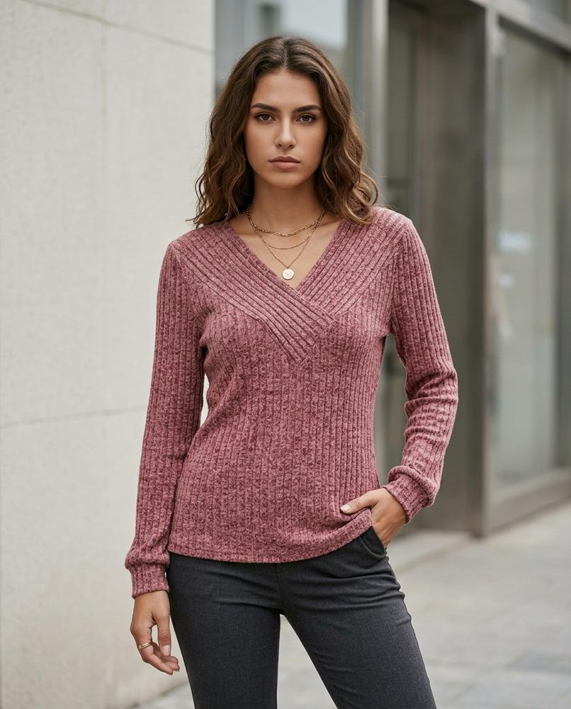 Zumieze - Davin | Rib-Knit Surplice Sweater Women