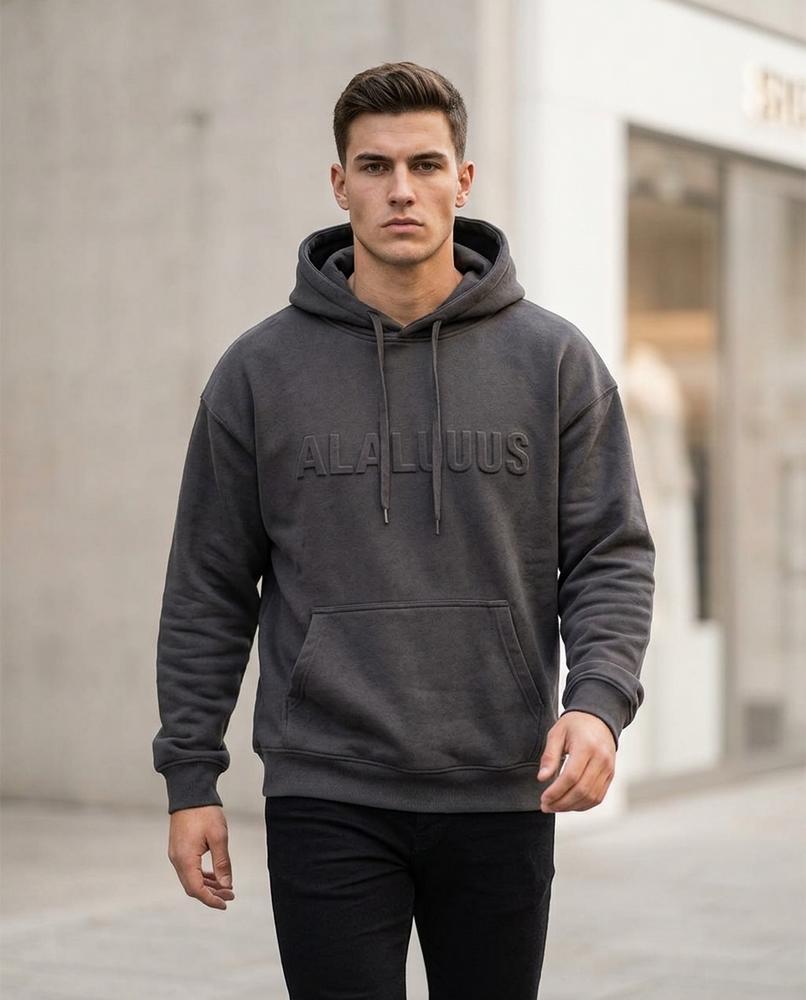 Zumieze - Alrev | Embossed Relaxed-Fit Hoodie Men