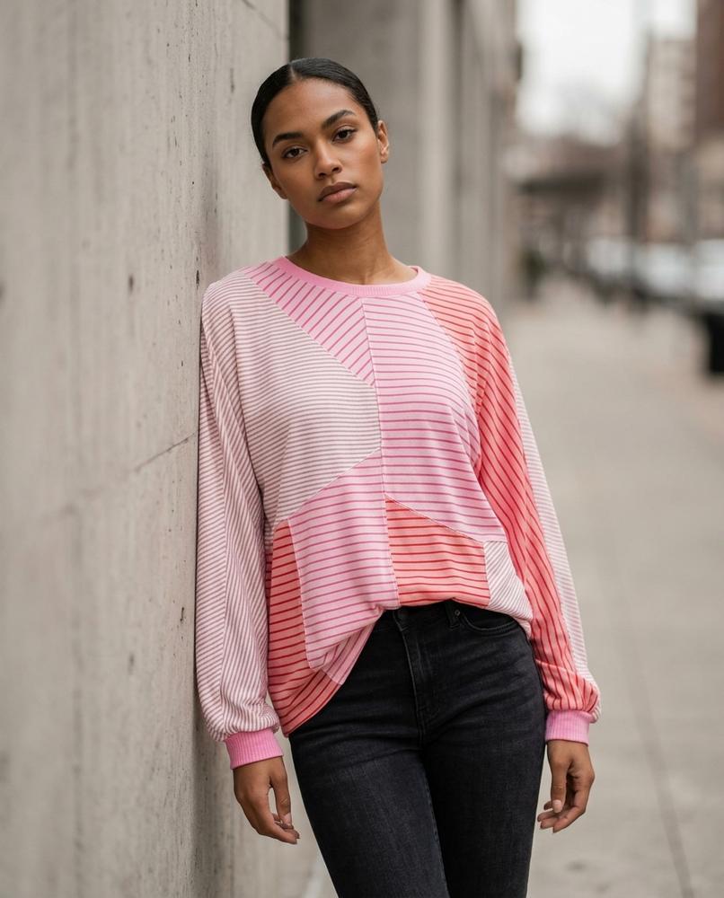 Zumieze - Kavel | Striped Color-Block Sweatshirt Women