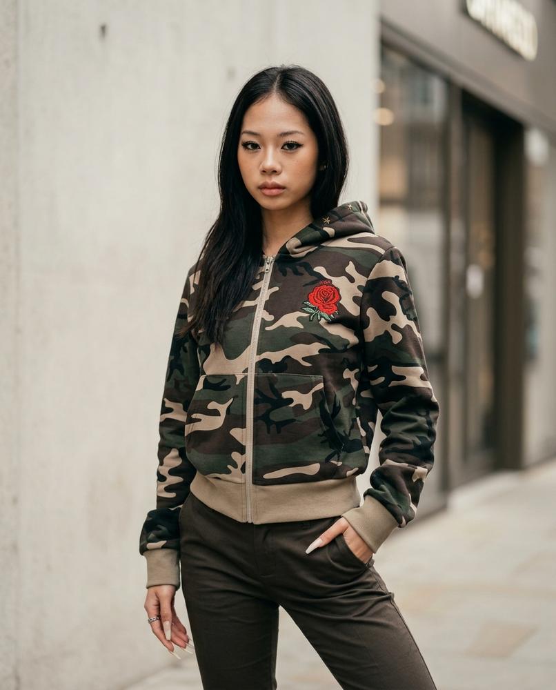 Zumieze - Cavel | Camouflage Zip-Up Hoodie Women