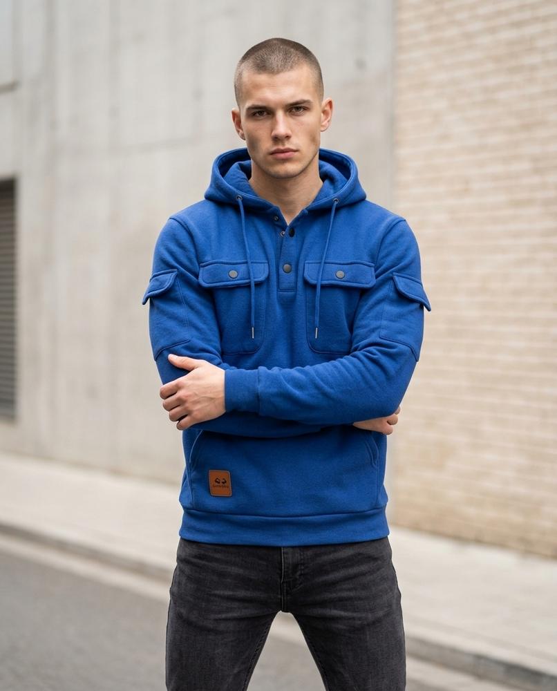 Zumieze - Kadar | Snap-Button Multi-Pocket Hoodie Men