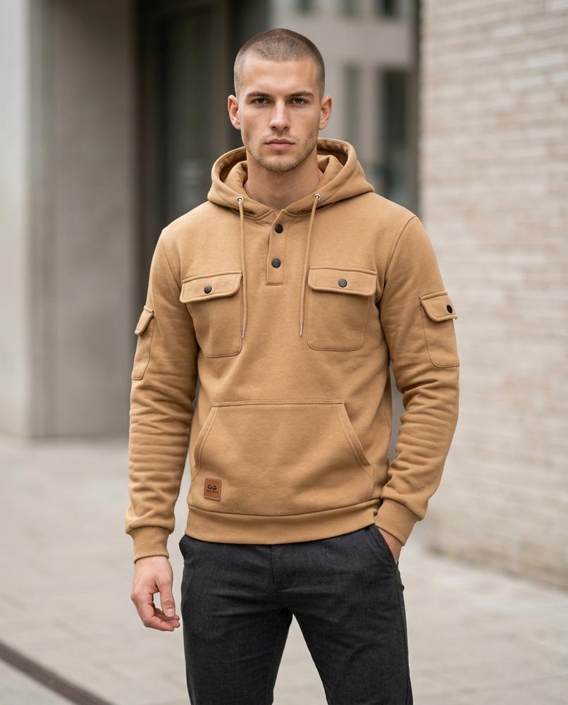 Zumieze - Kadar | Snap-Button Multi-Pocket Hoodie Men