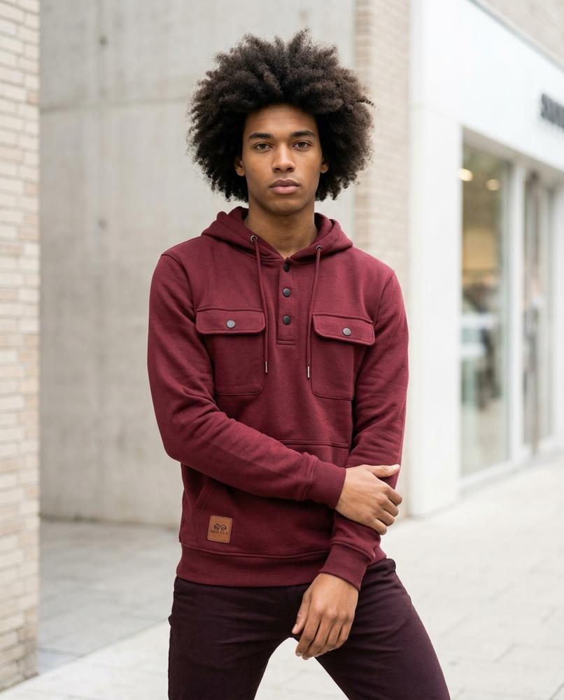 Zumieze - Kadar | Snap-Button Multi-Pocket Hoodie Men