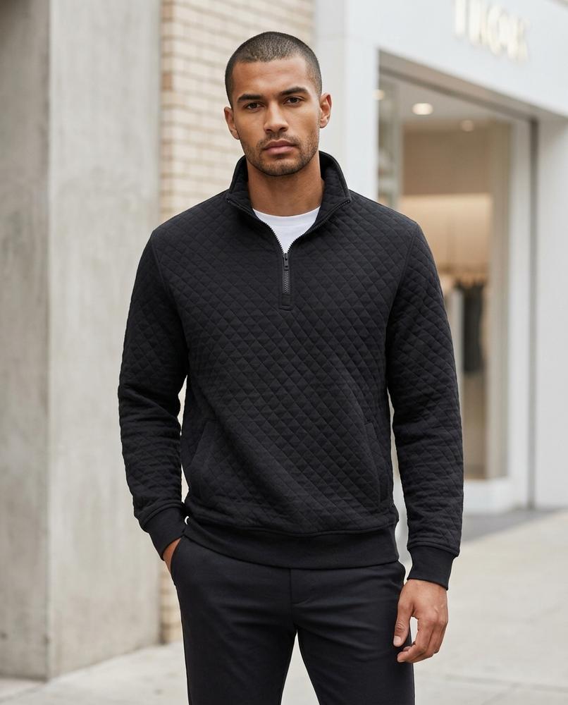 Zumieze - Zesan | Quilted Zip-Neck Sweatshirt Men