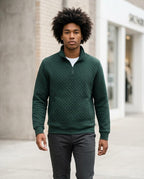 Zumieze - Zesan | Quilted Zip-Neck Sweatshirt Men