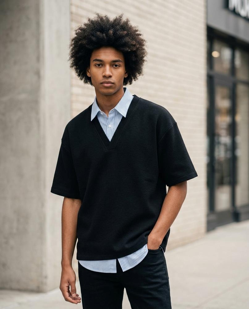 Zumieze - Nizan | V-Neck Short-Sleeved Sweatshirt Men