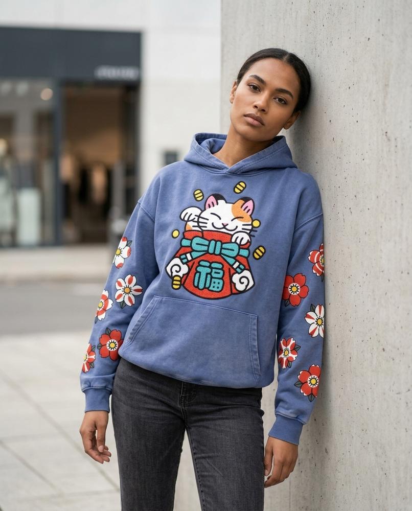 Zumieze - Lyken | Printed Washed Hoodie Unisex