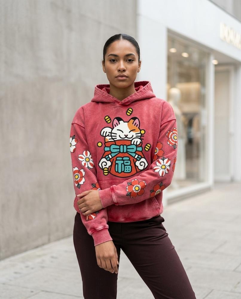 Zumieze - Lyken | Printed Washed Hoodie Unisex