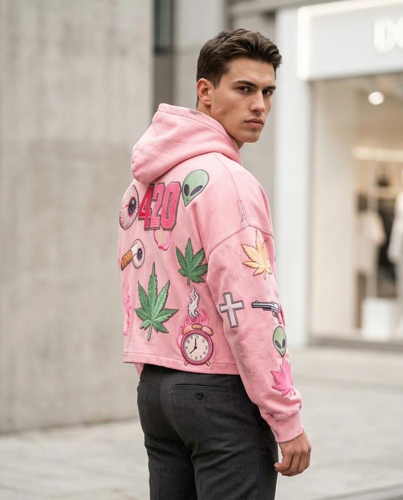 Zumieze - Rasen | Embroidered Cropped Hoodie Unisex