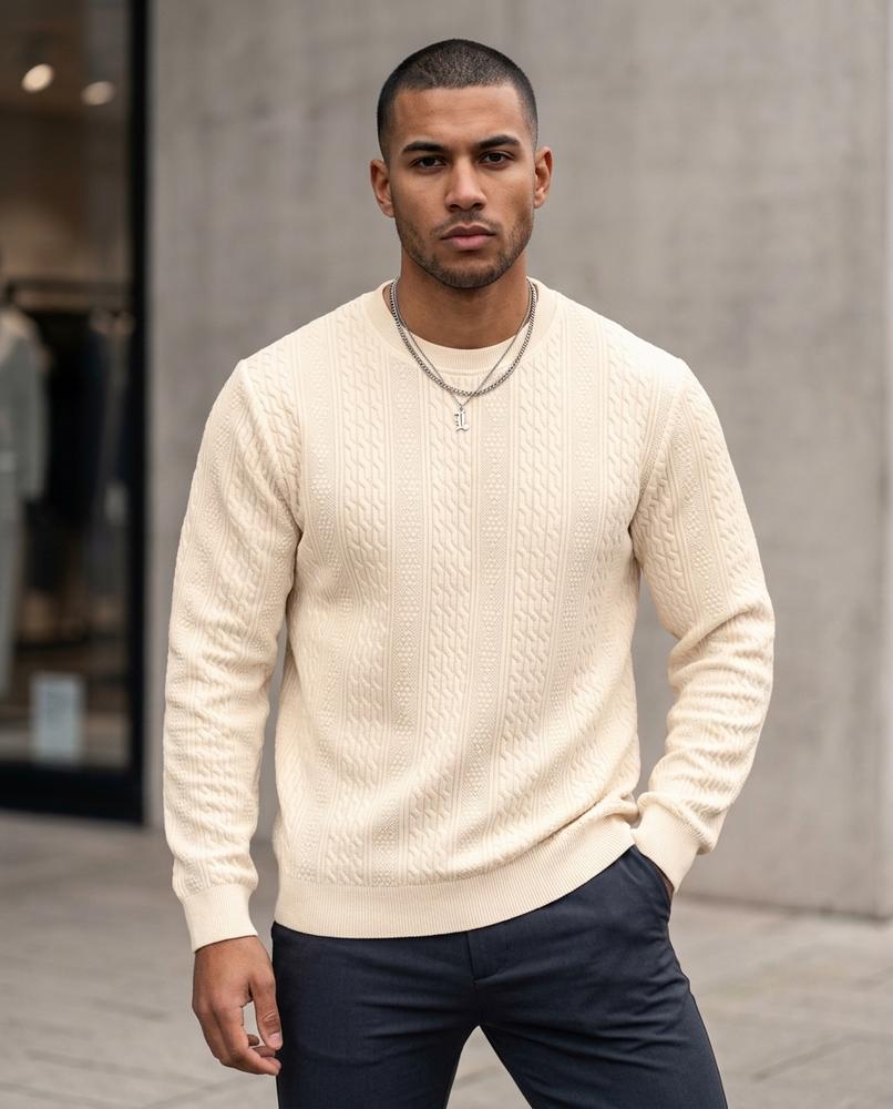Zumieze - Tivan | Cable-Knit Crewneck Sweater Men