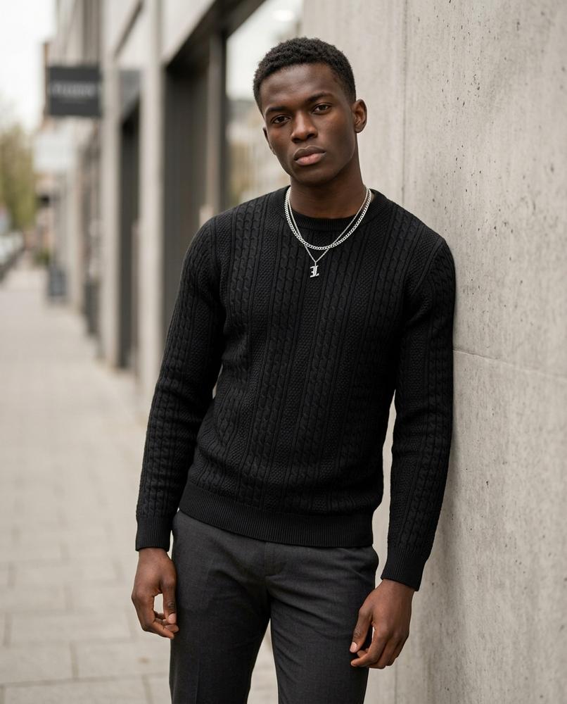 Zumieze - Tivan | Cable-Knit Crewneck Sweater Men