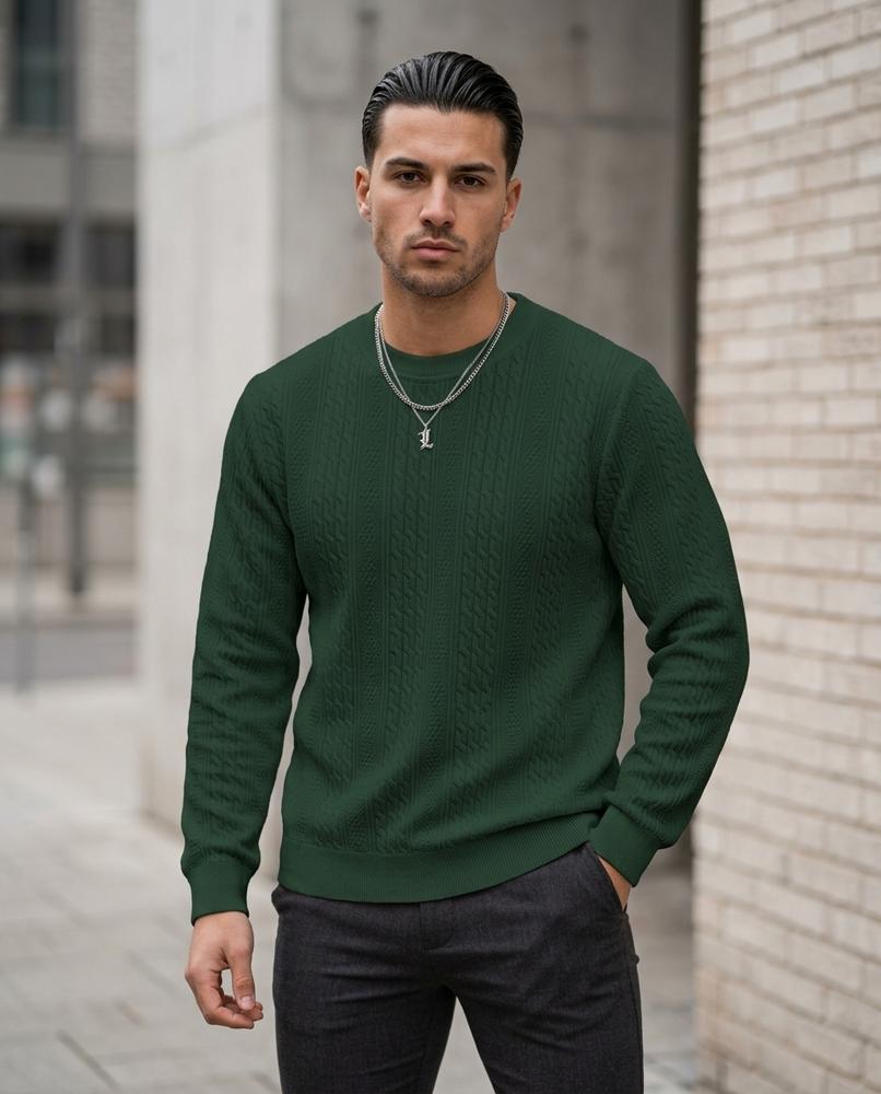 Zumieze - Tivan | Cable-Knit Crewneck Sweater Men
