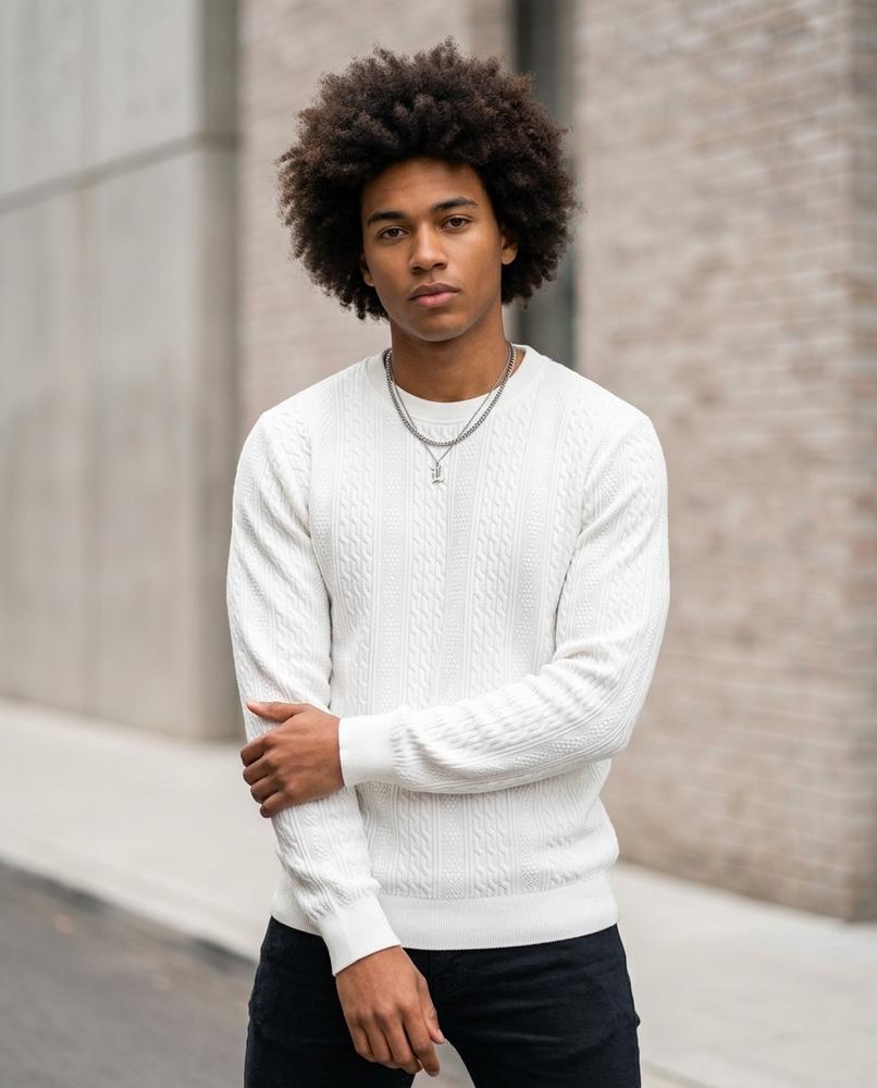 Zumieze - Tivan | Cable-Knit Crewneck Sweater Men