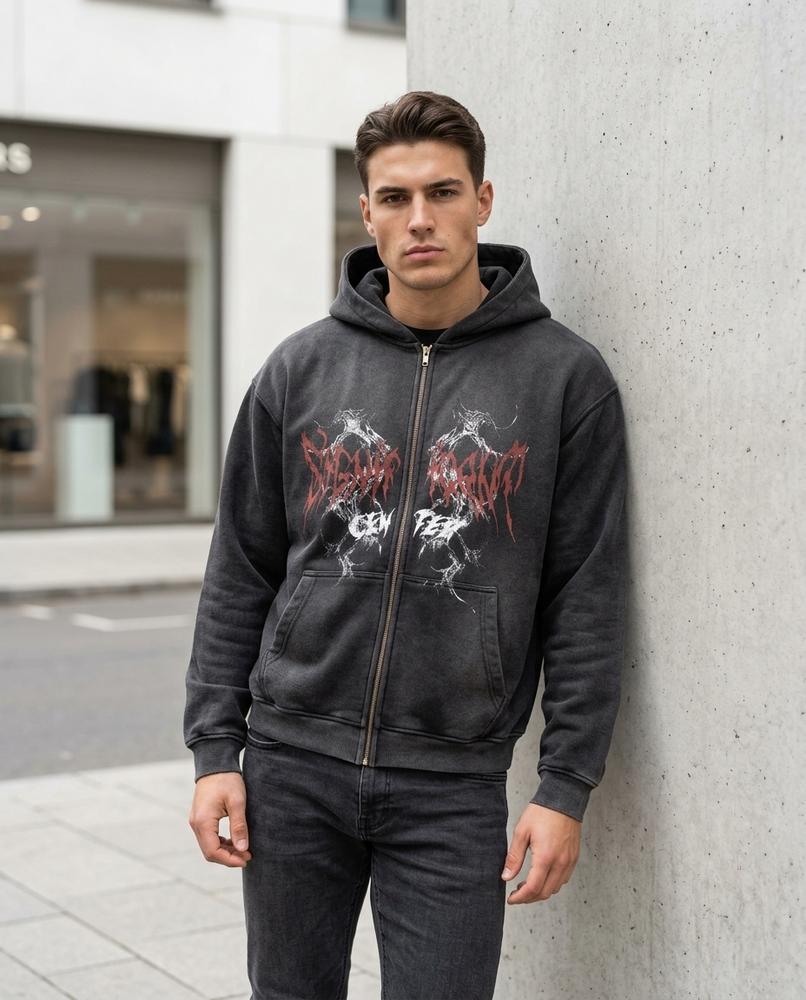 Zumieze - Kaver | Washed Zip-Up Hoodie Men