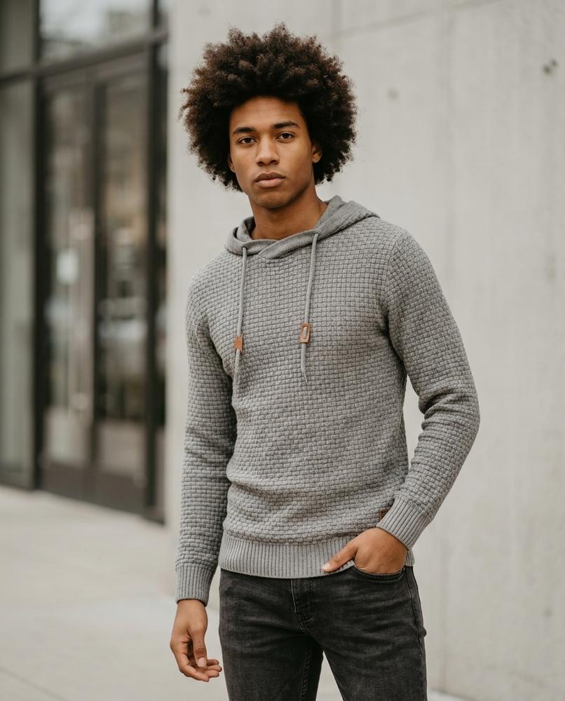 Zumieze - Savan | Waffle-Knit Relaxed-Fit Hoodie Men