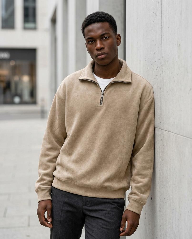 Zumieze - Zamar | Quarter-Zip Stone-Washed Sweatshirt Men