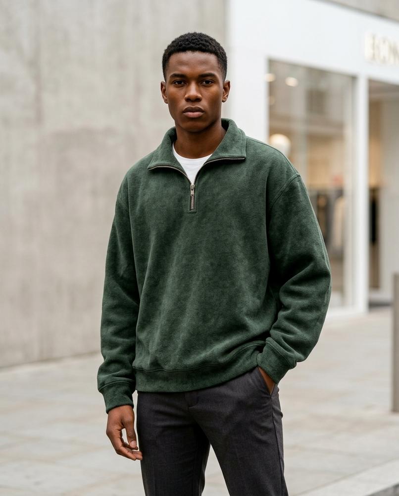 Zumieze - Zamar | Quarter-Zip Stone-Washed Sweatshirt Men