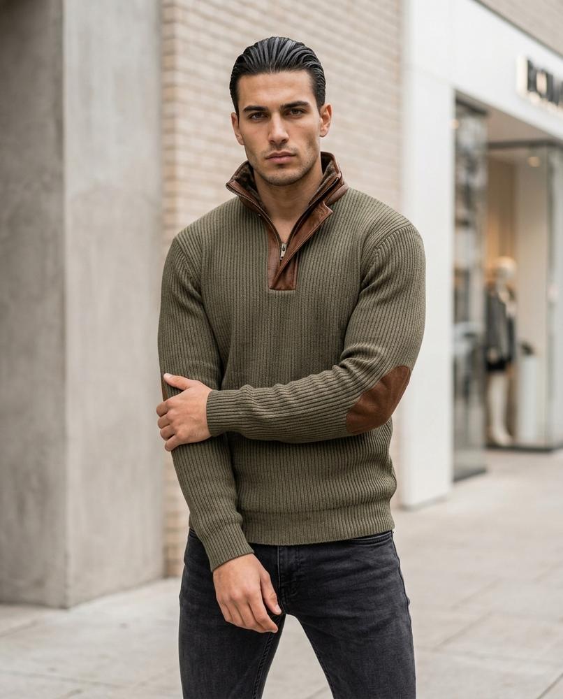 Zumieze - Semel | Rib-Knit Quarter-Zip Sweater Men