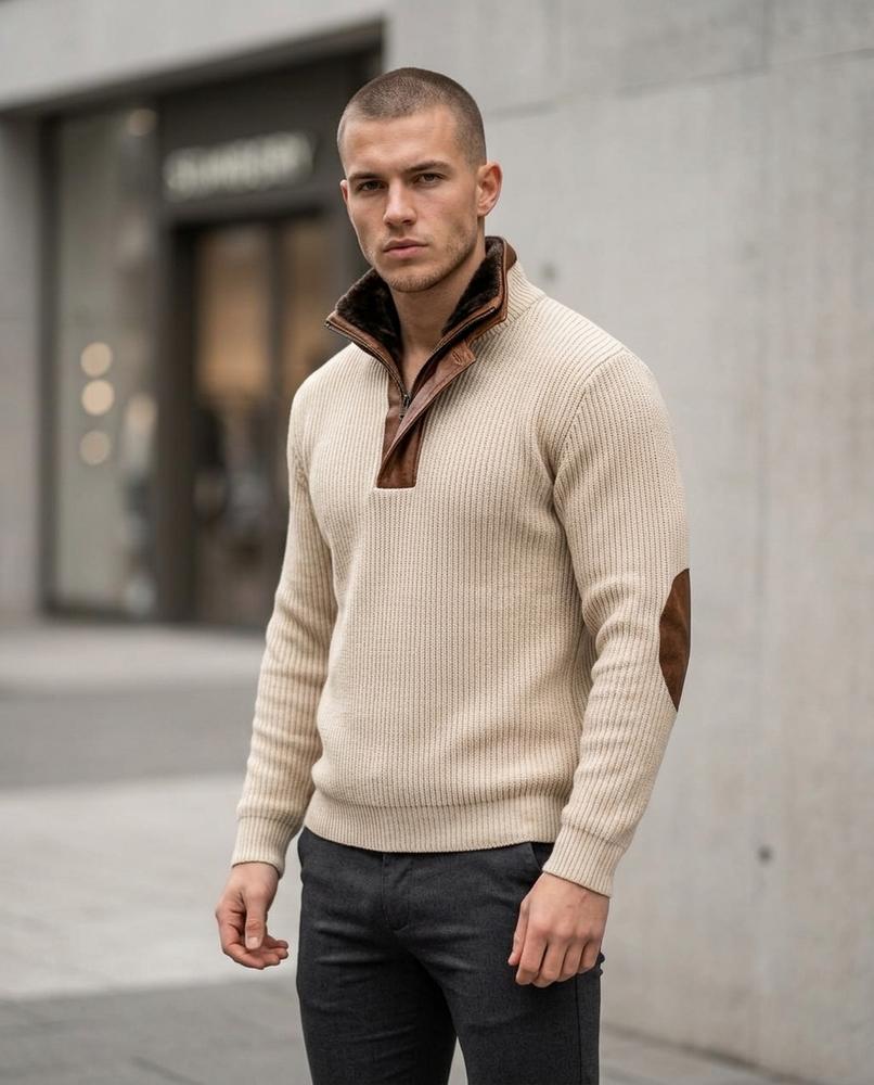 Zumieze - Semel | Rib-Knit Quarter-Zip Sweater Men