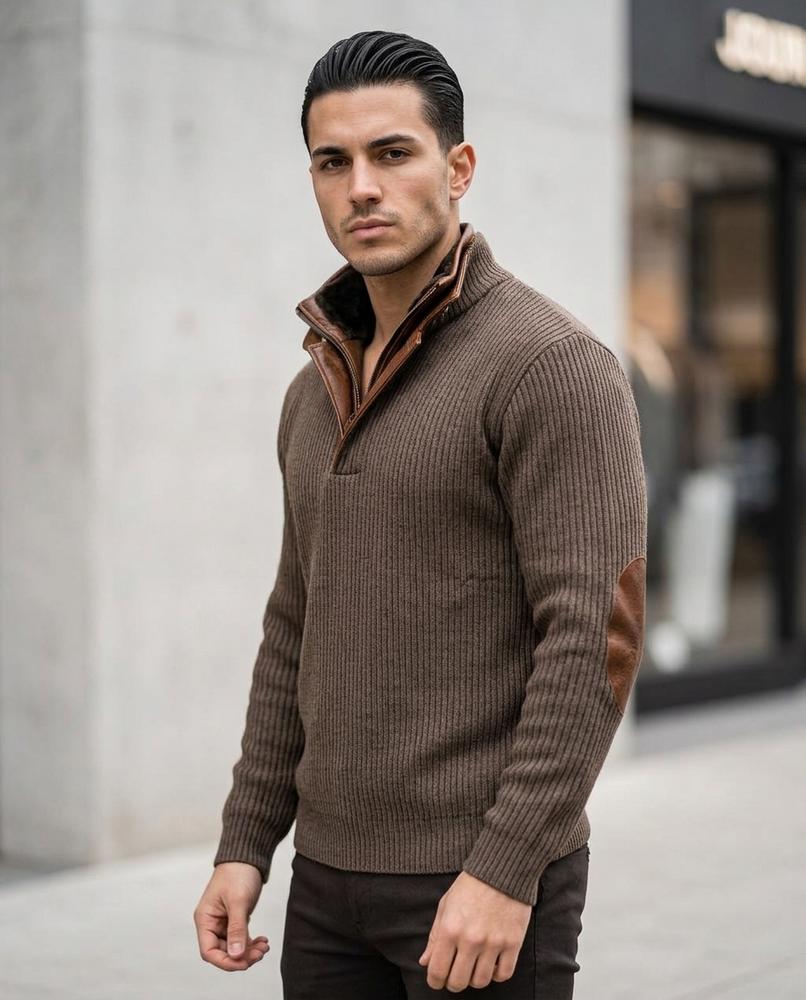Zumieze - Semel | Rib-Knit Quarter-Zip Sweater Men